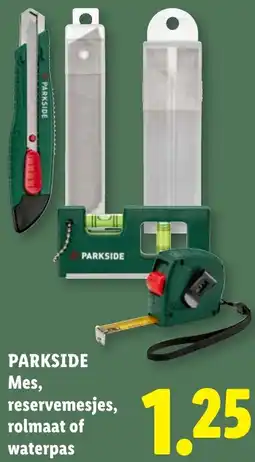 Lidl Parkside Mes, reservemesjes, rolmaat of waterpas aanbieding