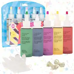 Bol.com Crafts&Co Tie Dye Kit - Textielverf - 5 Knijpflesjes - Kleurenset Regenboog aanbieding