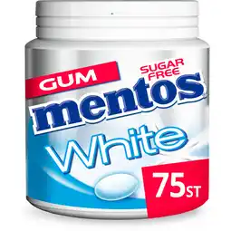 Jumbo Mentos Gum White Sweet Mint Suikervrij Pot 75 stuks aanbieding