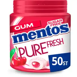 Jumbo Mentos Gum Pure Fresh Cherry Suikervrij Pot 50 stuks aanbieding