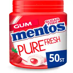 Jumbo Mentos Gum Pure Fresh Aardbei Suikervrij Pot 50 stuks aanbieding