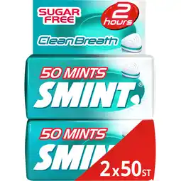 Jumbo Smint Clean Breath Intense Mint Suikervrij Duopack 2 x 50 stuks aanbieding
