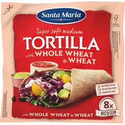 Jumbo Santa Maria Super Soft Medium Tortilla with Whole Wheat & Wheat 8 Stuks 320 g aanbieding