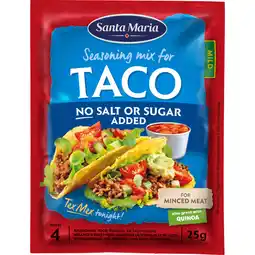 Jumbo Santa Maria Taco Kruidenmix geen zout toegevoegd 25 g aanbieding
