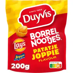 Jumbo Duyvis Borrelnootjes Lay's Patatje Joppie Pinda Noten 200 gr aanbieding