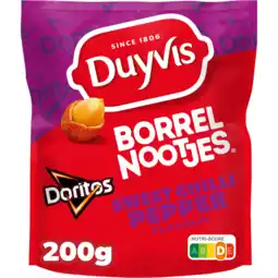 Jumbo Duyvis Borrelnootjes Doritos Sweet Chilli Pepper Pinda Noten 200 gr aanbieding