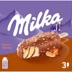 Jumbo Milka Ijs Peanut Caramel Sticks 90 ml 3 stuks aanbieding