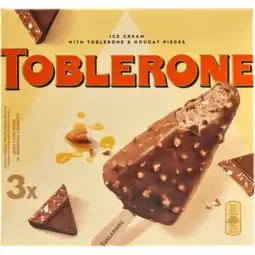 Jumbo Toblerone Ice Cream with Toblerone & Nougat Pieces 3 Stuks 270 ml aanbieding
