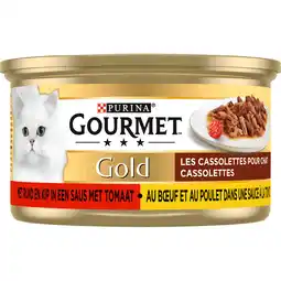 Jumbo Gourmet Gold Cassolettes Kattenvoer nat met Rund en Kip aanbieding