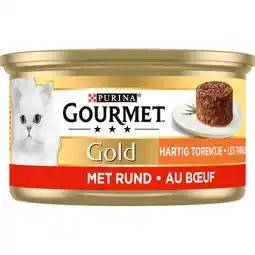Jumbo Gourmet Gold Hartig Torentje Kattenvoer nat met Rund aanbieding