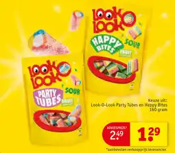 Kruidvat Look O look party tubes en happy bites aanbieding