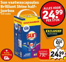 Kruidvat Sun vaatwascapsules Brilliant Shine halfjaarbox aanbieding