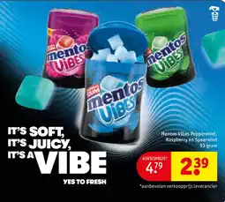 Kruidvat Mentos vibes peppermint, raspberry en spearmint aanbieding