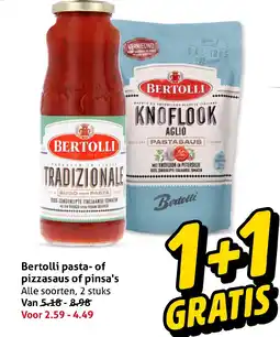 Hoogvliet Bertolli pasta- of pizzasaus of pinsa's aanbieding