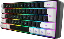 Bol.com HXSJ V700 - Bedrade Gaming Toetsenbord - RGB - 61keys - QWERTY Toetsenborden - Zwart Wit aanbieding