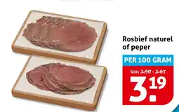 Hoogvliet Rosbief naturel of peper aanbieding