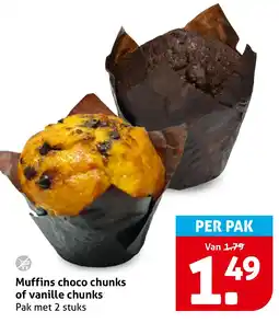Hoogvliet Muffins choco chunks of vanille chunks aanbieding