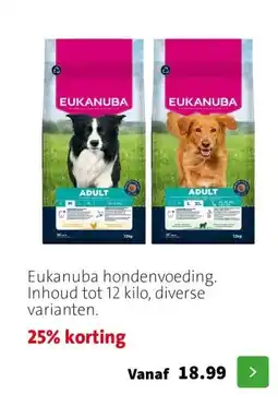 Intratuin Eukanuba hondenvoeding. Inhoud tot 12 kilo, diverse varianten. aanbieding