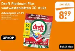 Etos Dreft Platinum Plus vaatwastabletten 30 stuks aanbieding