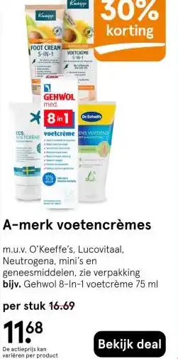 Etos A-merk voetencrèmes aanbieding