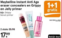 Etos Maybelline Instant Anti Age eraser concealers en Grippy en Jelly primer aanbieding