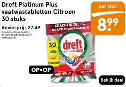 Etos Dreft Platinum Plus vaatwastabletten Citroen aanbieding