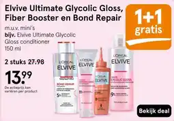 Etos Elvive Ultimate Glycolic Gloss, Fiber Booster en Bond Repair aanbieding