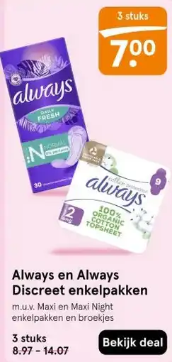 Etos Always en Always Discreet enkelpakken aanbieding