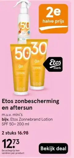 Etos Etos zonbescherming en aftersun aanbieding