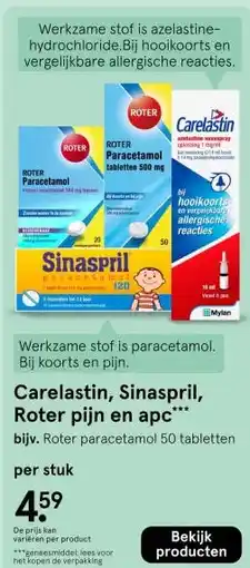 Etos Carelastin, Sinaspril, Roter pijn en apc aanbieding