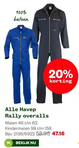Welkoop Alle Havep Rally overalls aanbieding