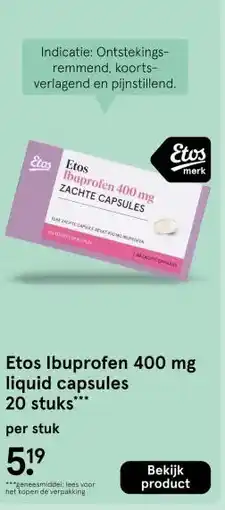 Etos Etos Ibuprofen 400 mg liquid capsules 20 stuks aanbieding