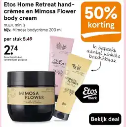 Etos Etos Home Retreat hand- crèmes en Mimosa Flower body cream aanbieding