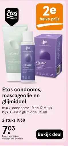 Etos Etos condooms, massageolie en glijmiddel aanbieding