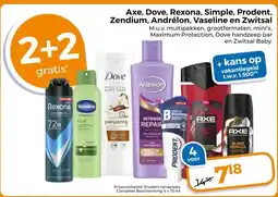 Trekpleister Axe, Dove, Rexona, Simple, Prodent, Zendium, Andrélon, Vaseline en Zwitsal aanbieding