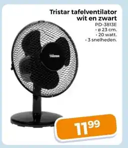 Trekpleister Tristar tafelventilator wit en zwart aanbieding