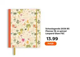 The Read Shop Schoolagenda 2026 B5 Planner 16-m spiraal Leopard Glam FSC aanbieding