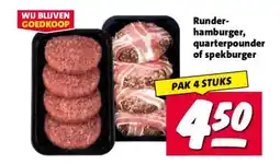 Nettorama Runder- hamburger, quarterpounder of spekburger aanbieding