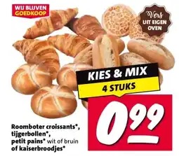 Nettorama Roomboter croissants*, tijgerbollen*, petit pains* of kaiserbroodjes* aanbieding