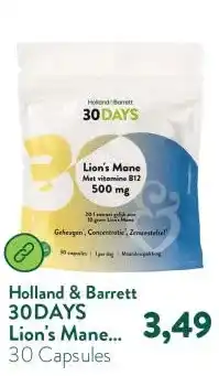 Holland & Barrett 30DAYS Lion's Mane Met Vitamine B12 500mg aanbieding