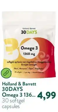 Holland & Barrett 30DAYS Omega 3 1360 mg – 30 softgels aanbieding