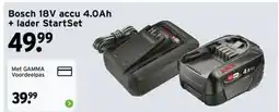 GAMMA Bosch 18V accu 4.0Ah + lader StartSet aanbieding