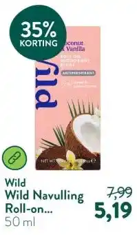 Holland & Barrett Wild Navulling Roll-on Deodorant Antitranspirant Kokos & Vanille aanbieding