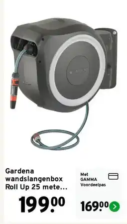 GAMMA Gardena wandslangenbox Roll Up 25 meter grijs/wit incl. tuinspuit aanbieding