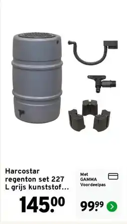 GAMMA Harcostar regenton set 227 L grijs kunststof 60 x 60 x 96 cm aanbieding