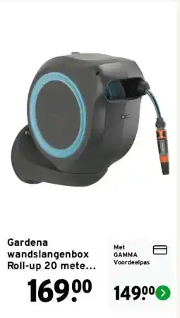 GAMMA Gardena wandslangenbox Roll-up 20 meter grijs blauw aanbieding