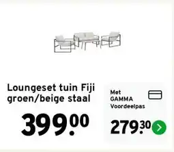 GAMMA Loungeset tuin Fiji groen/beige staal aanbieding