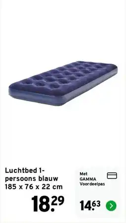 GAMMA Luchtbed 1-persoons blauw 185 x 76 x 22 cm aanbieding