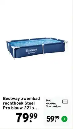 GAMMA Bestway zwembad rechthoek Steel Pro blauw 221 x 150 x 43 cm aanbieding