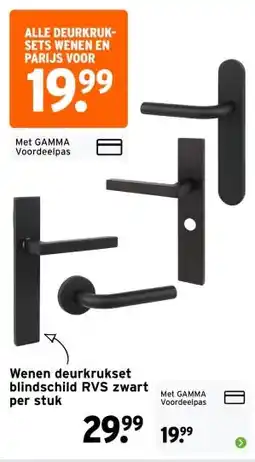 GAMMA Wenen deurkrukset blindschild RVS zwart aanbieding